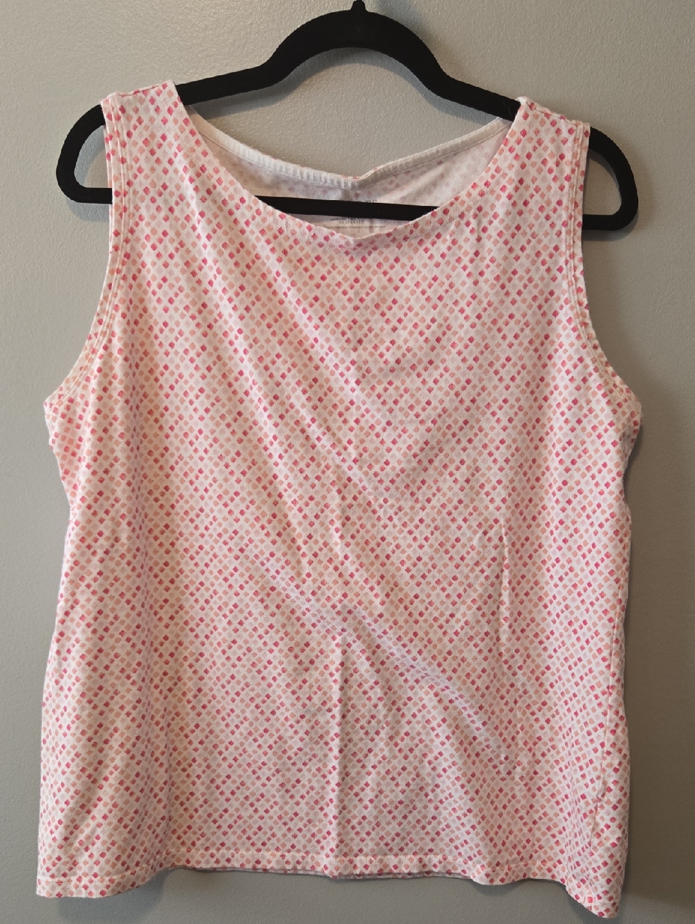 Talbots Pink White Diamond Micro-Pattern Sleeveless Tank Size XL